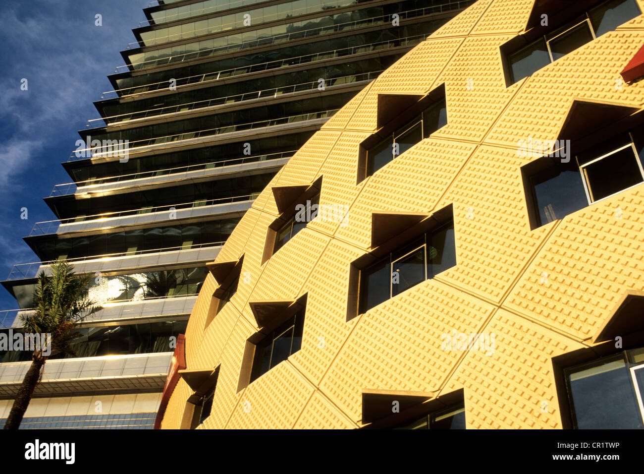 Spain, Catalonia, Barcelona, architecture Mapfre Tower in the district of the Olympic village Stock Photo