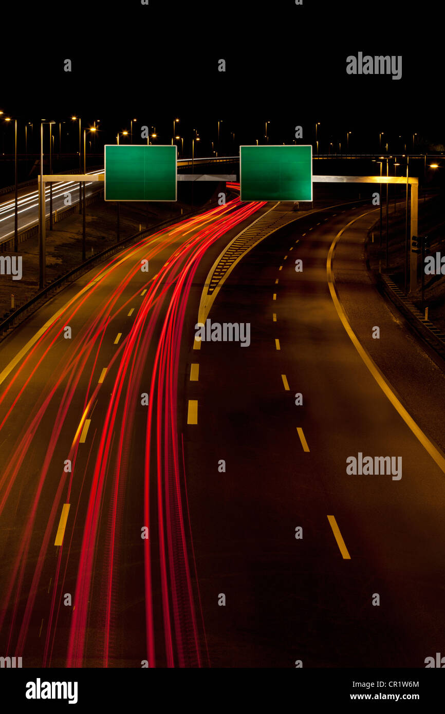 Time-lapse view of traffic on highway Stock Photo