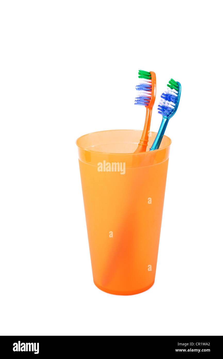 Tooth brushes isolated on white background Stock Photo - Alamy