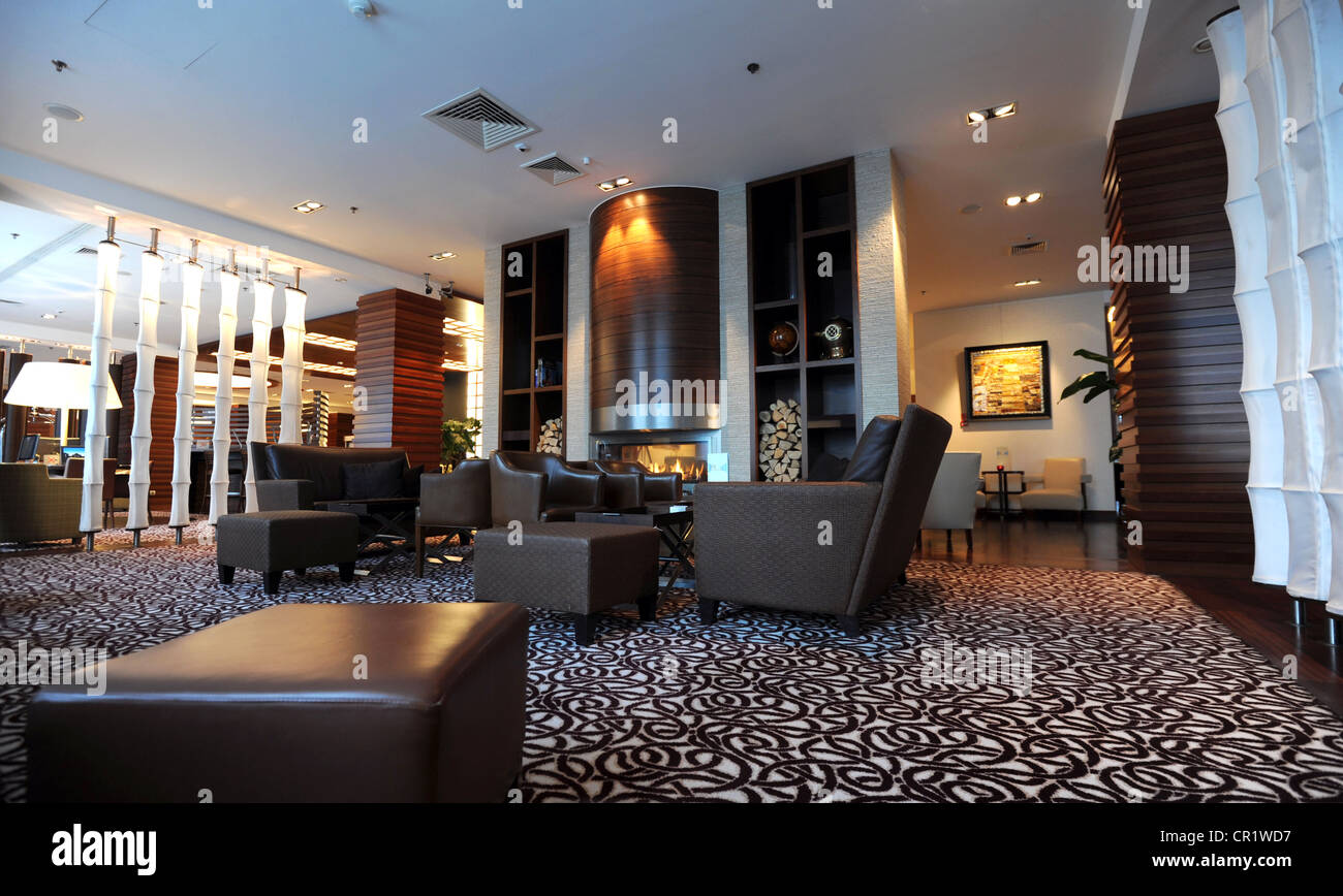 Main lounge of the Sheraton hotel, Gdansk, Poland Stock Photo