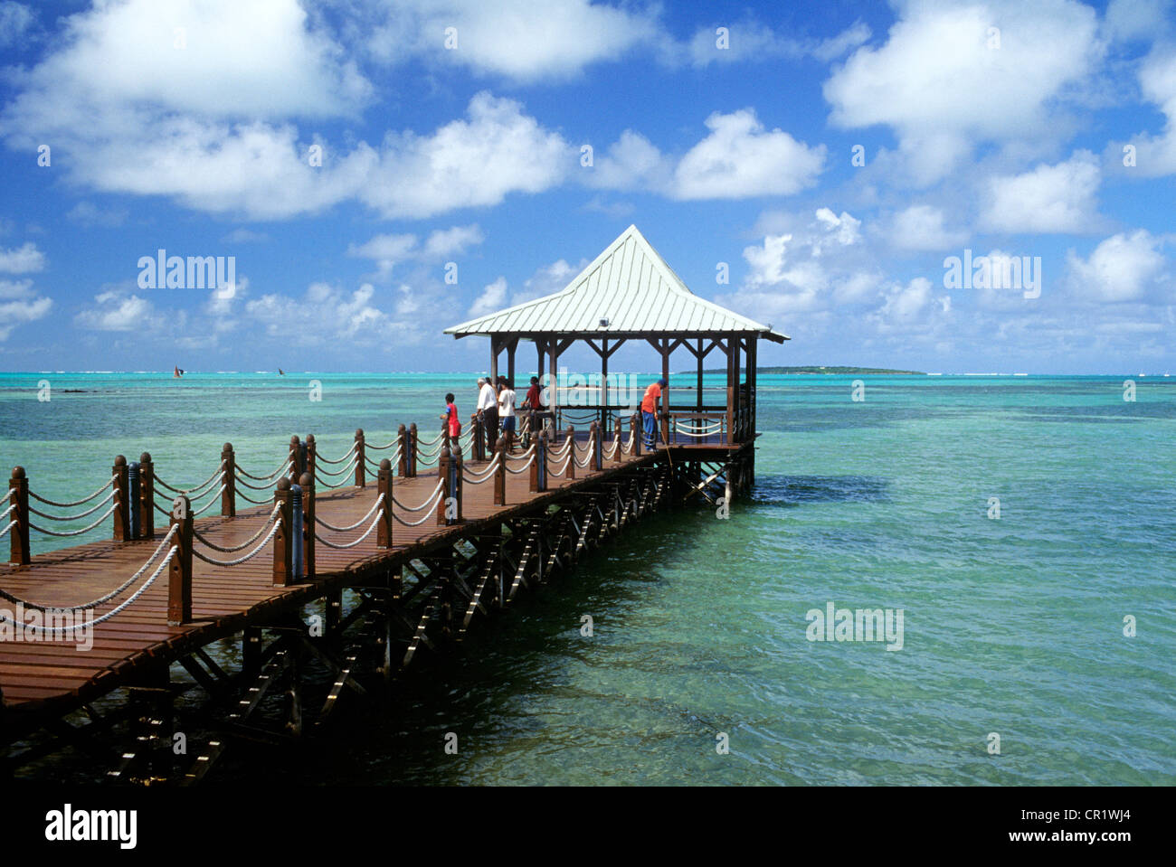 Mauritius Grand Port District Mahebourg Pontoon Over The Sea Stock 