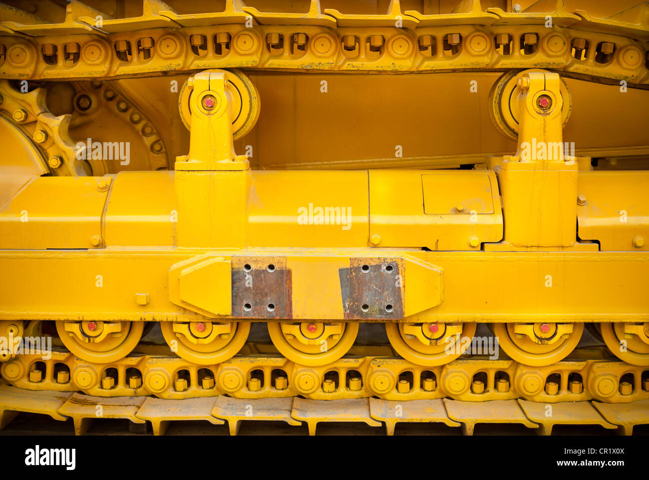 closeup view of a bulldozer in new clean condition, selective focus Stock Photo