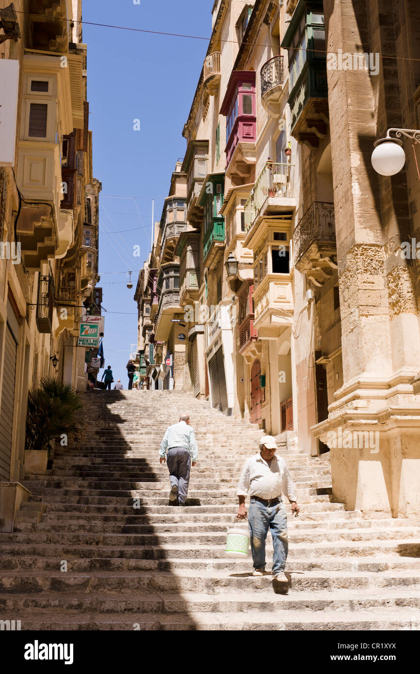 Valletta steps, Malta Stock Photo