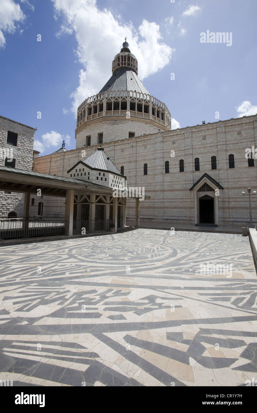Courtyard and baptistery at the Church of the Annunciation in Nazareth, Israel Stock Photo