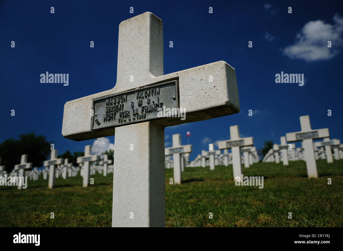 French war graves in national cemetery, Craonelle, Chemin des Dames, France Stock Photo