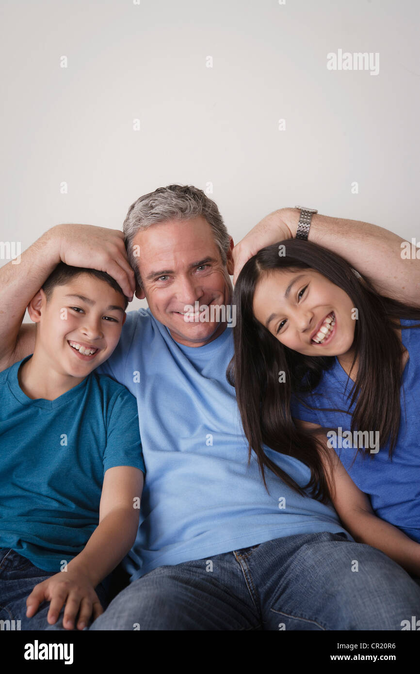 USA, California, Los Angeles, Father and offspring messing about Stock Photo