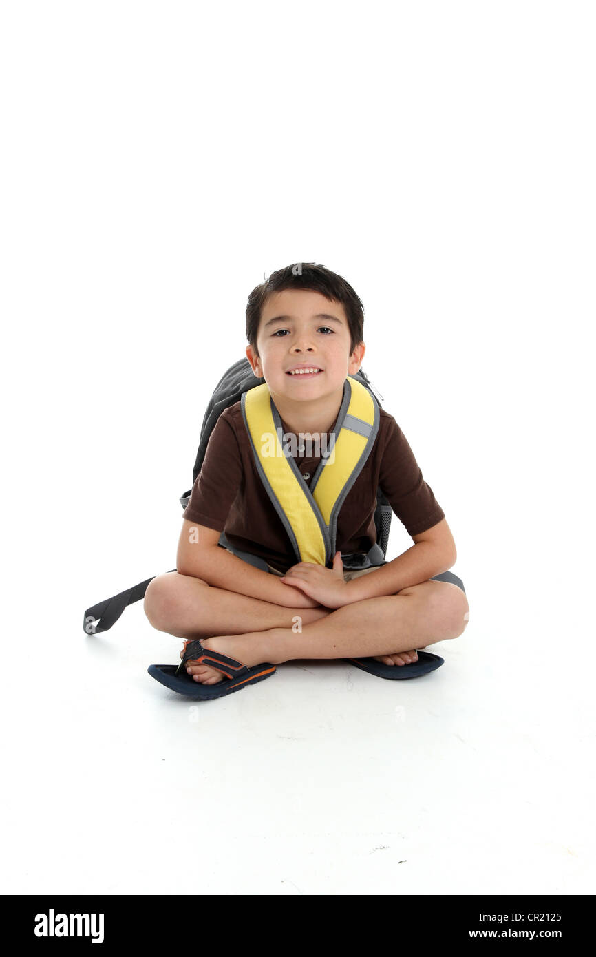 Elementary aged boy set on a white background Stock Photo - Alamy