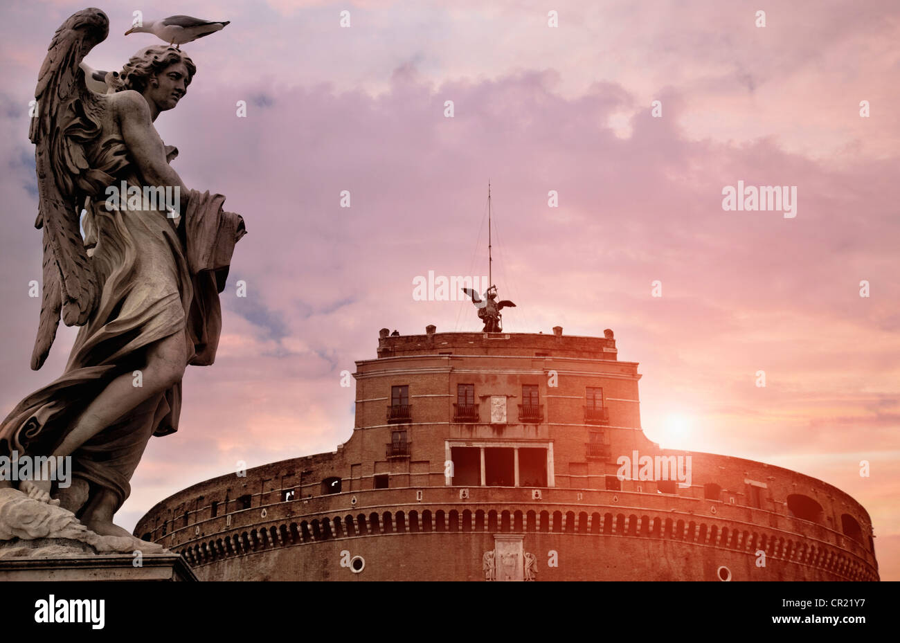 Castel SantAngelo and ornate building Stock Photo