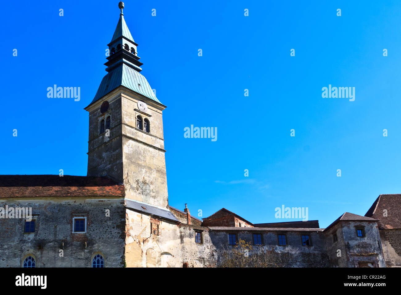 Tower of the old castle Guessing in Burgenland, Austria Stock Photo