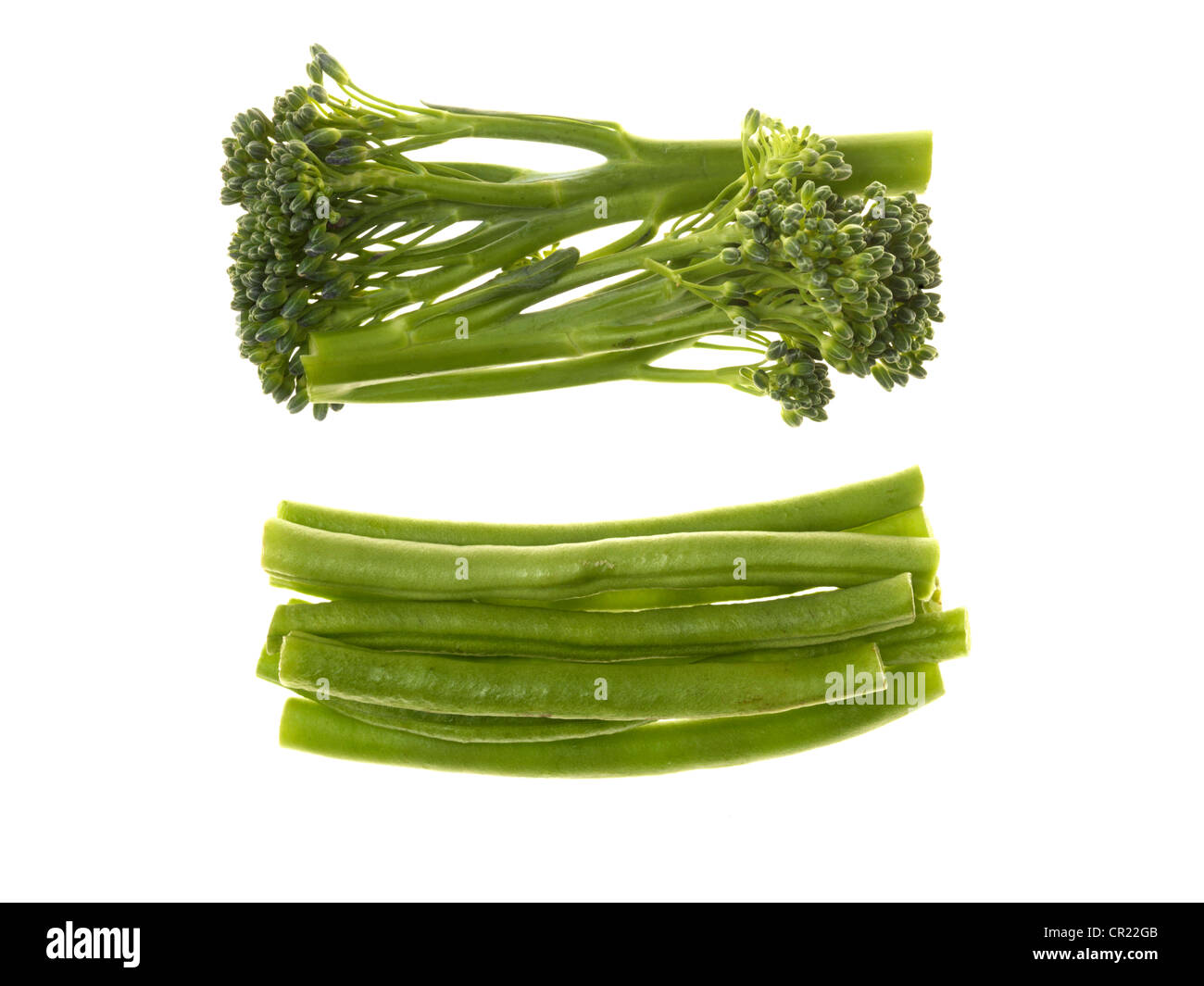 Tenderstem Broccoli with Fine Green Beans Stock Photo - Alamy