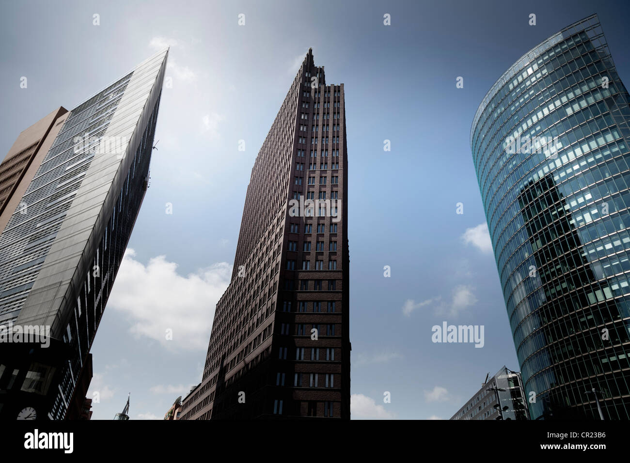 Low angle view of urban skyscrapers Stock Photo