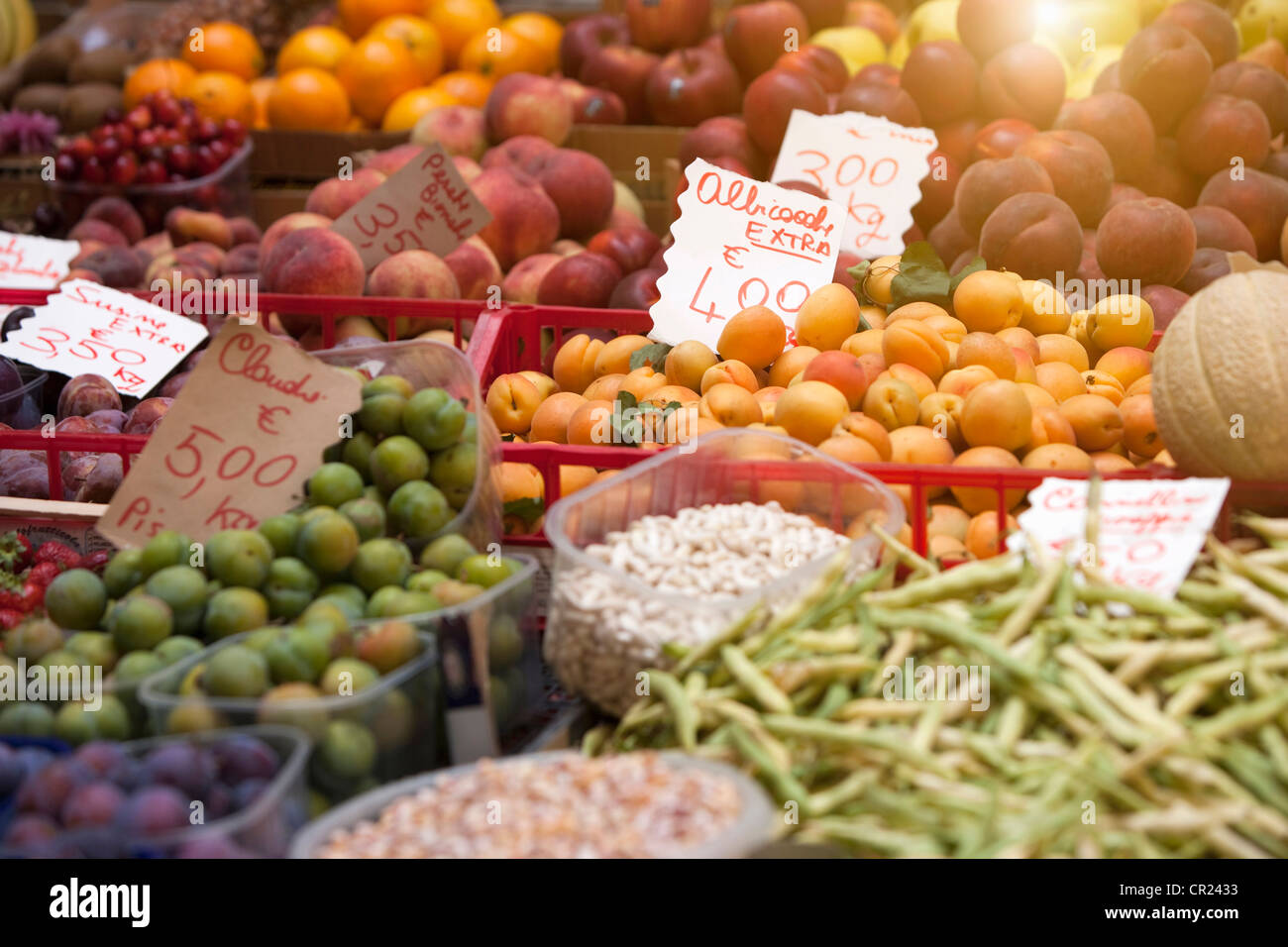 Close up of produce for sale Stock Photo
