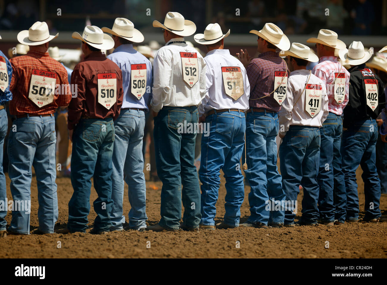Cowboys lining up at the Calgary Stampede Stock Photo Alamy