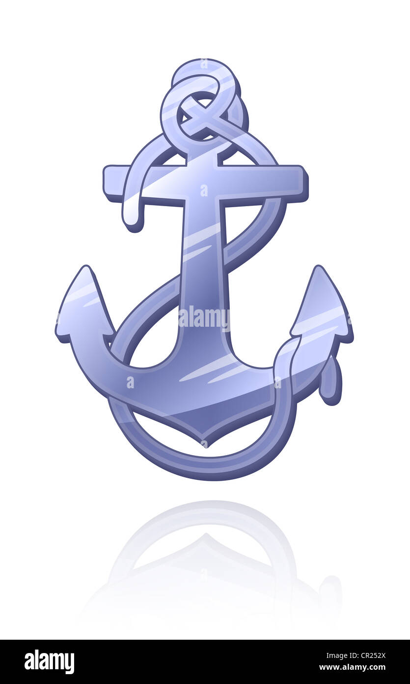 Silver Anchor. Vector illustration. Stock Photo