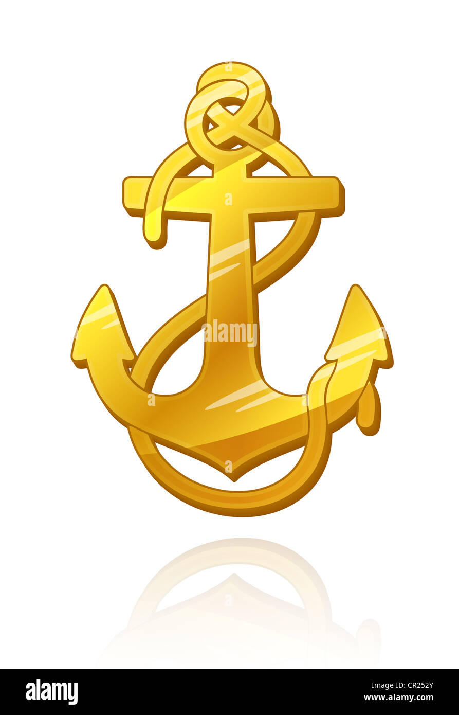 Gold Anchor. Vector illustration. Stock Photo