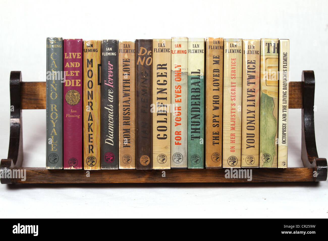 Full Set of Original James Bond Books by Ian Fleming UK First Edition Stock Photo