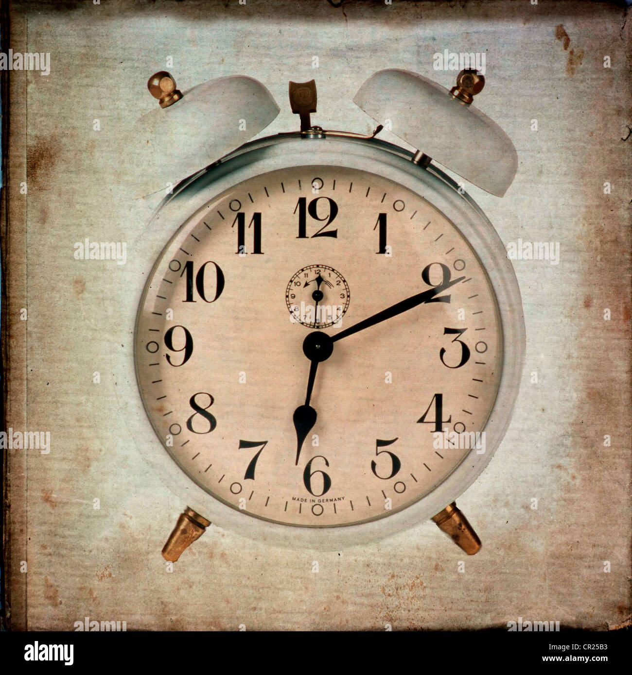 Old fashioned alarm clock. Stock Photo