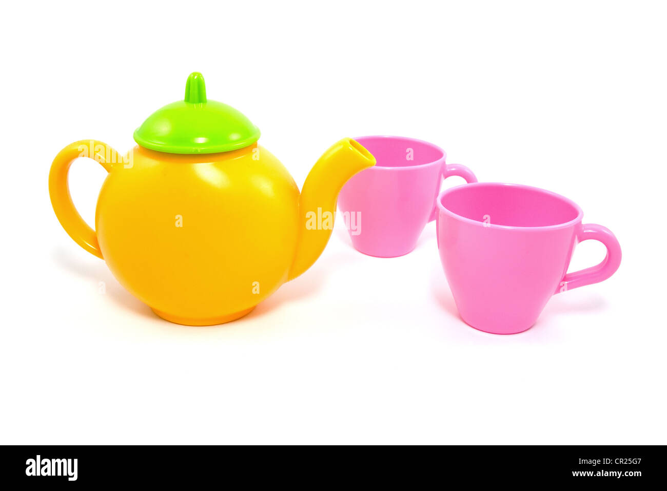 colorful teapot and cups over a white background Stock Photo Alamy