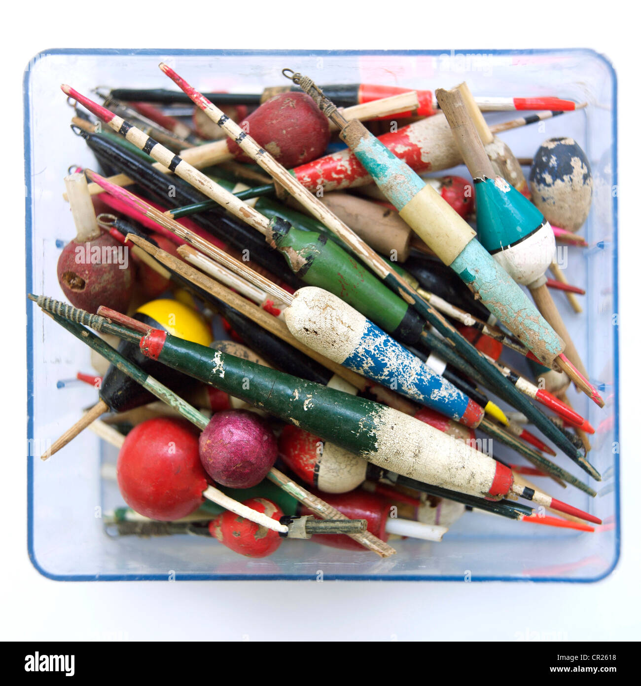 Fishing floats in a box. Stock Photo