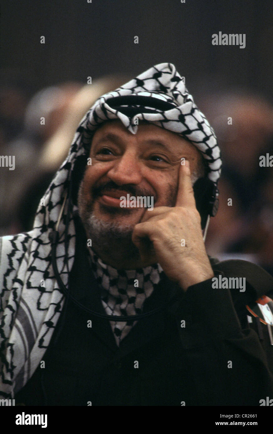 palestinian president yasser arafat during the palestinian national council meeting at the club des pins outside algiers. Stock Photo