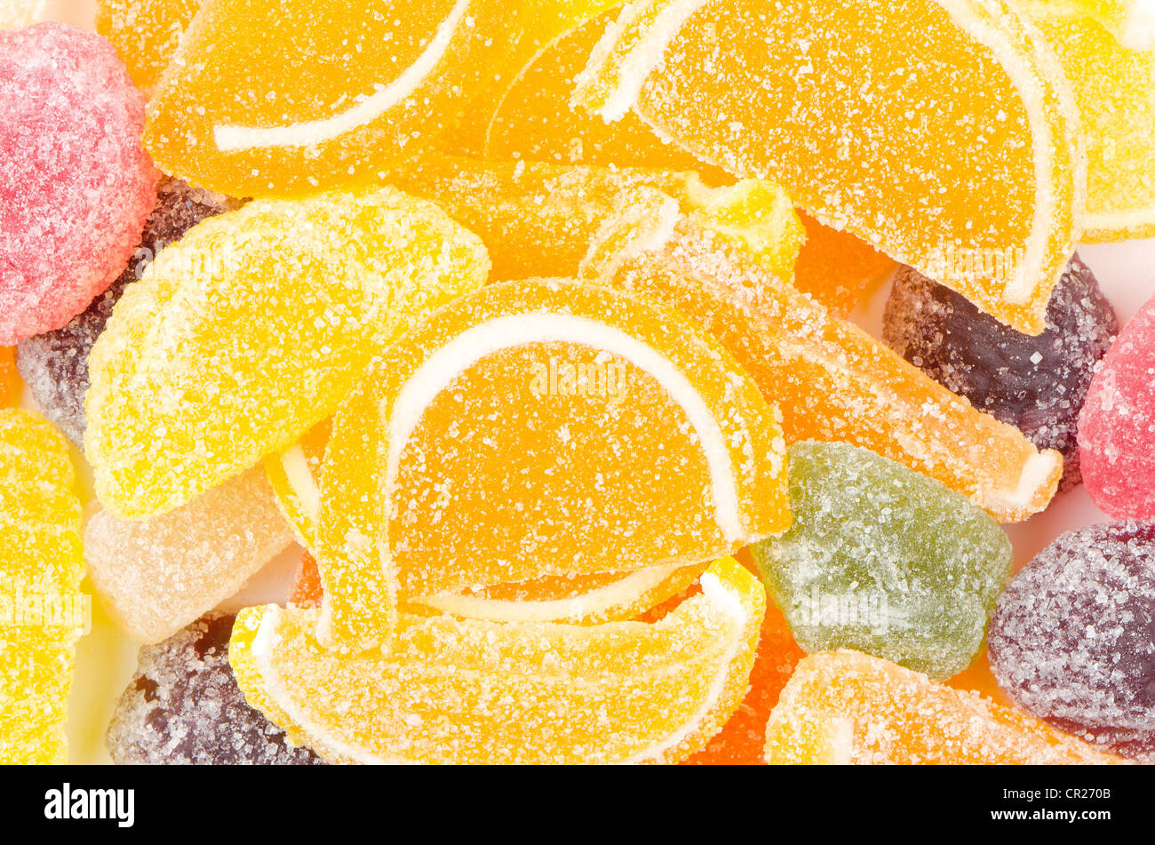 Sugar coated orange and lemon sweet confectionery Stock Photo