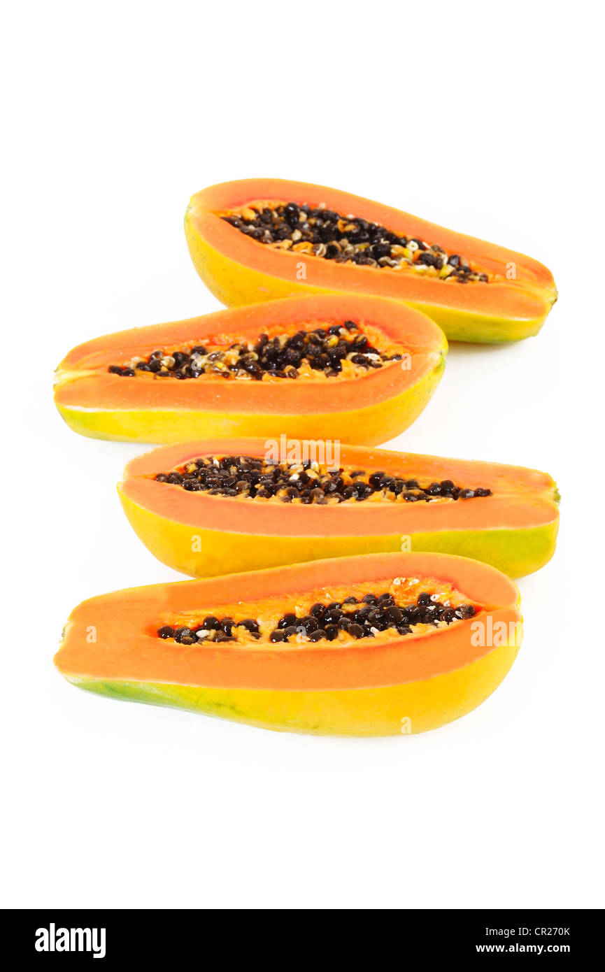 Ripe papaya isolated on white background Stock Photo