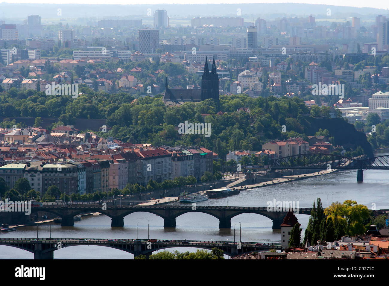 Prague - Vysehrad and Vltava river Stock Photo