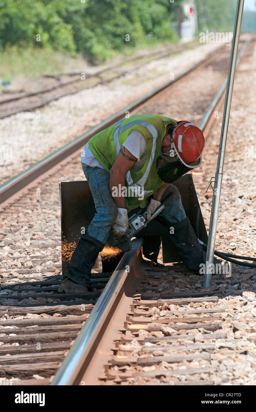 Permanent way engineers working on the railroad track close to DeLand