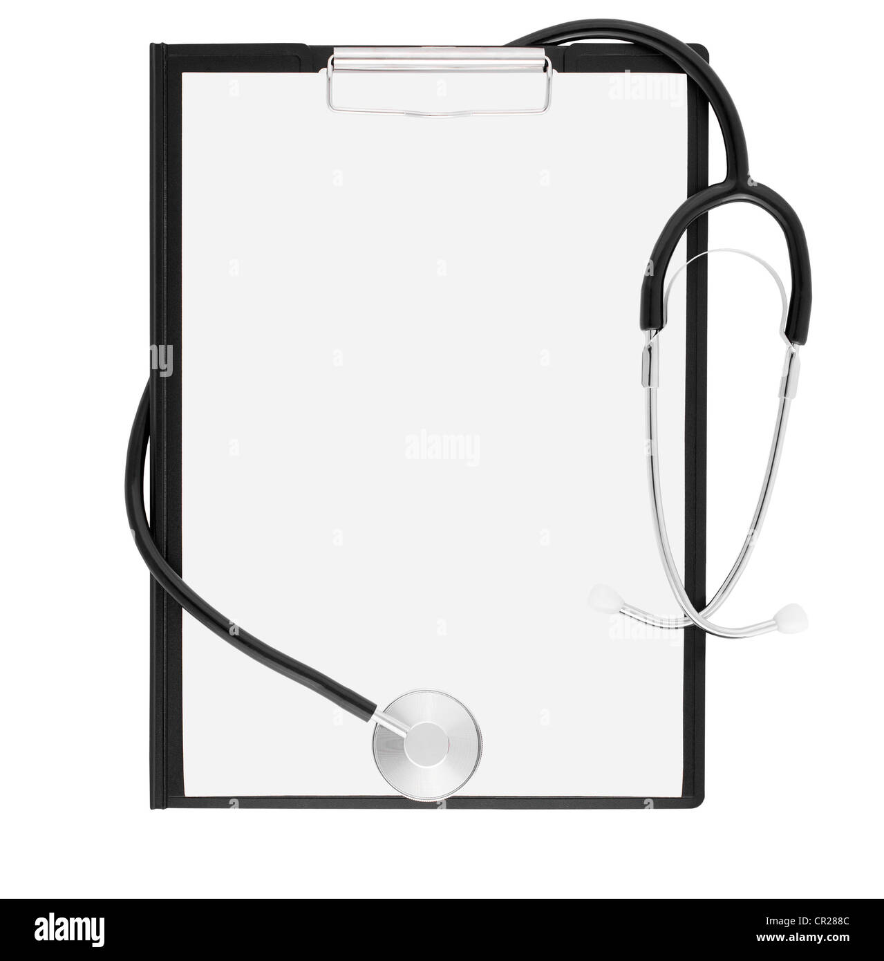 Medical stethoscope and clipboard isolated on white Stock Photo - Alamy