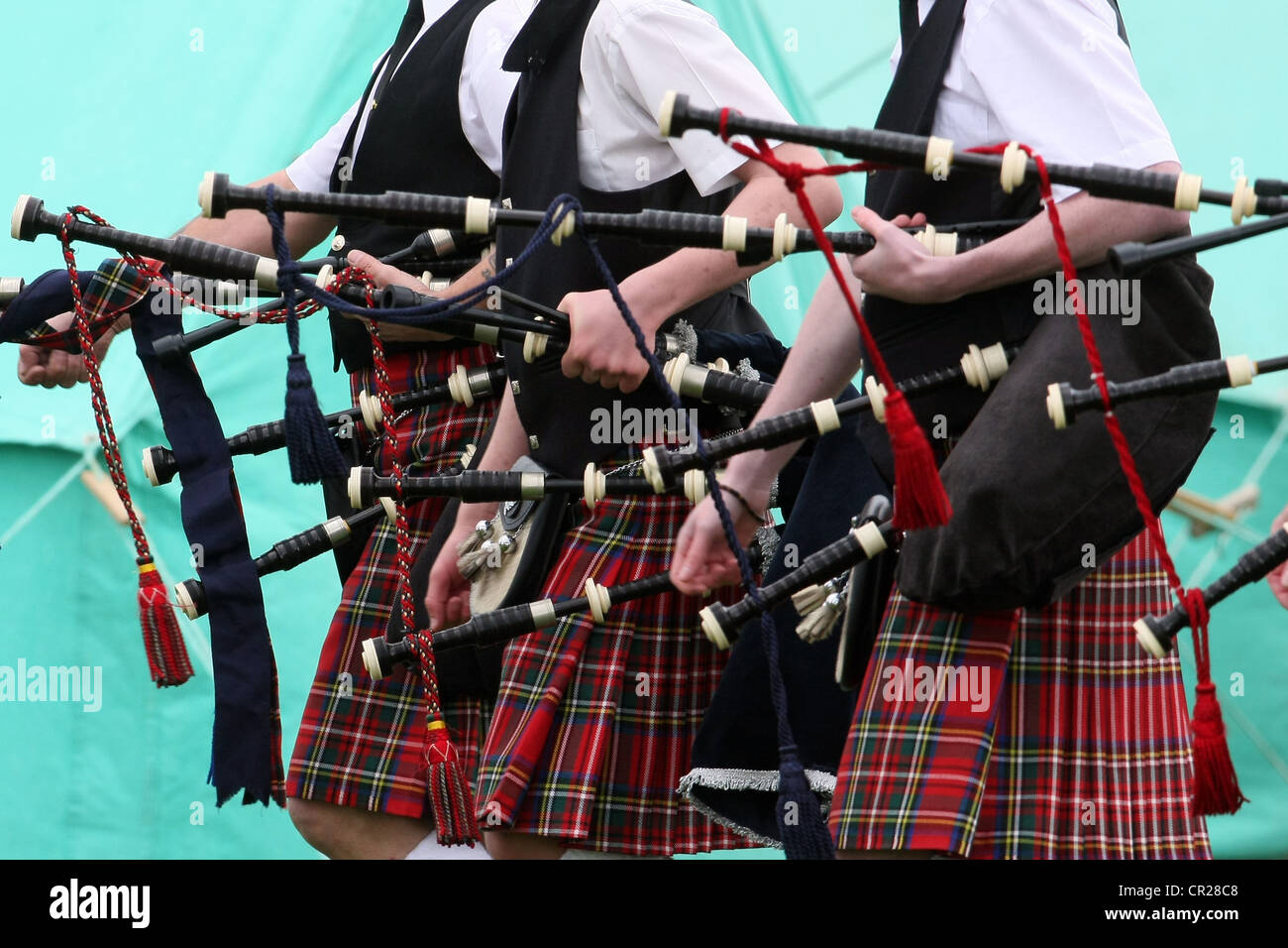 Scottish pipe band with bagpipes Stock Photo Alamy