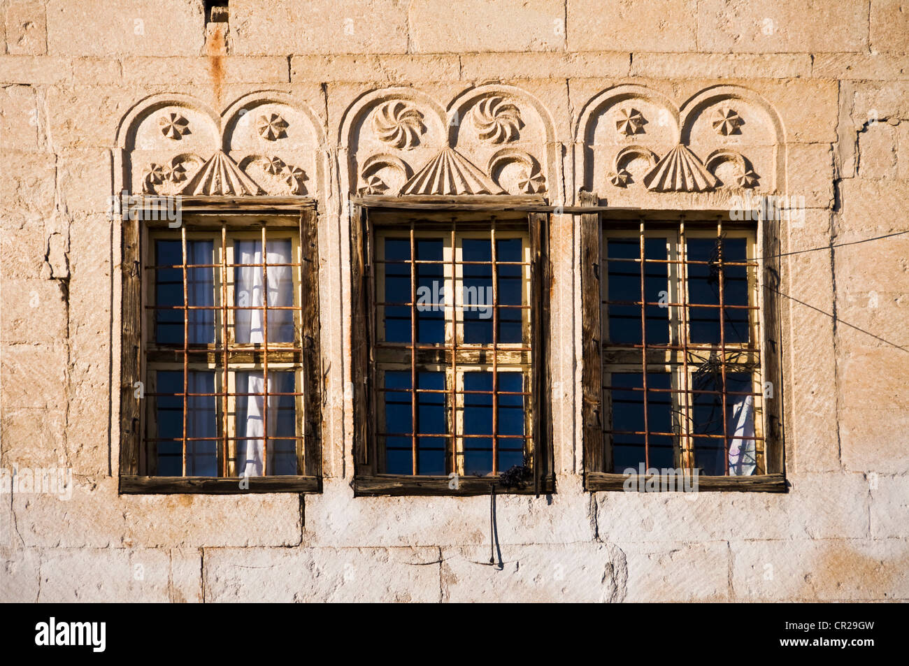 Three oriental windows - Ürgüp, Cappadocia - Turkey Stock Photo