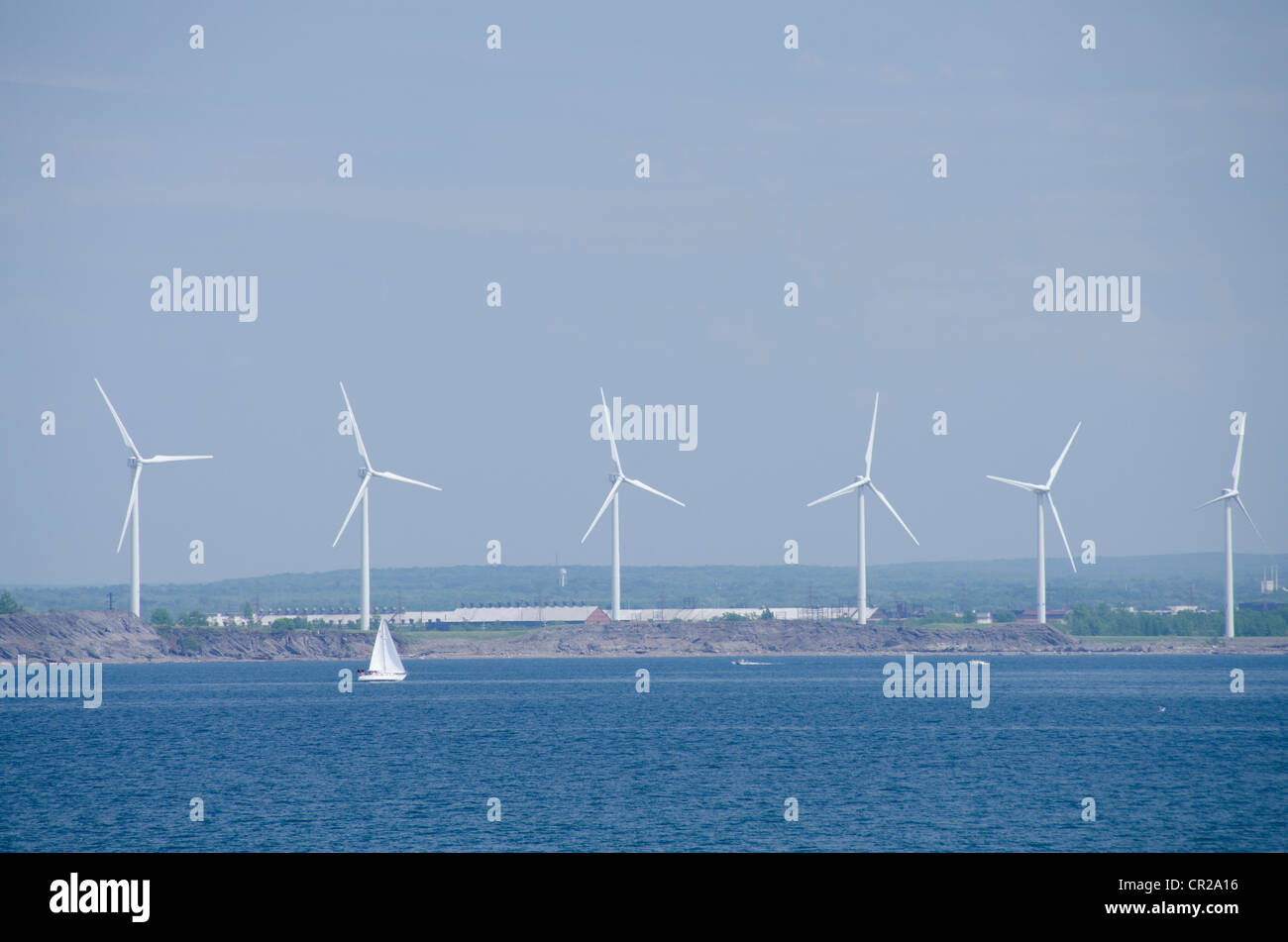 New York, Buffalo. Wind power turbines along Lake Erie Stock Photo Alamy