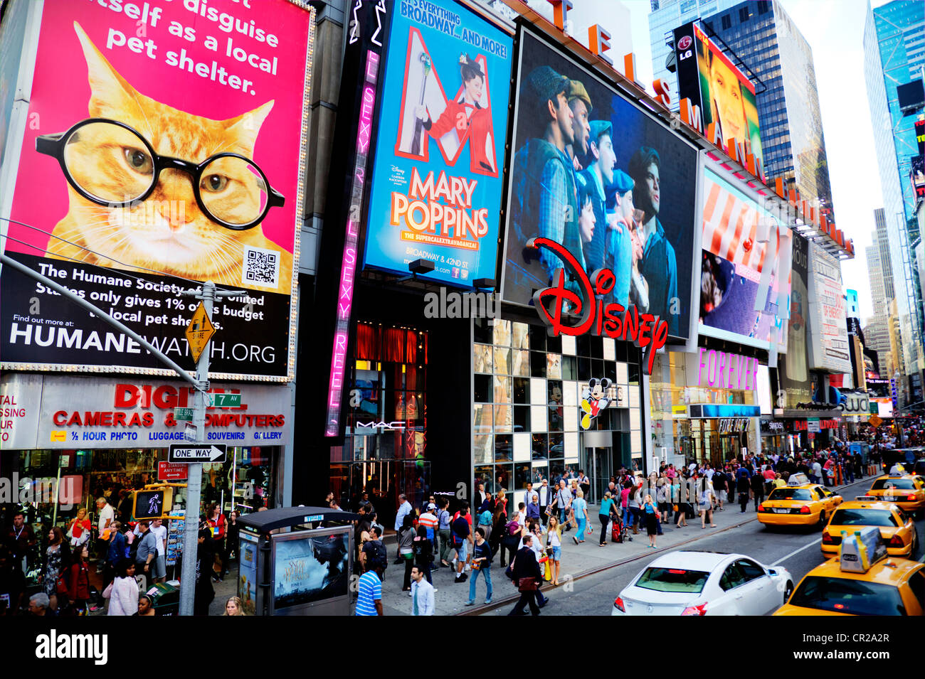 New York Yellow Taxi Time Square America Poster Black White Street Photo Cars