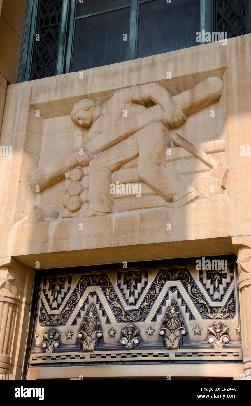 New York, Buffalo, City Hall. Art Deco building completed in 1931 by Dietel, Wade & Jones. Exterior detail. Stock Photo