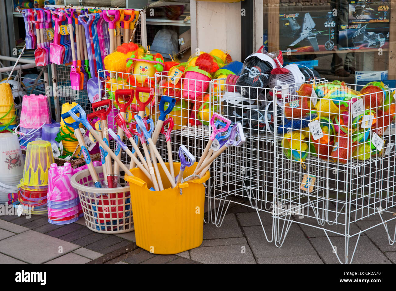 Seaside shop selling beach toys in bright colours Stock Photo Alamy