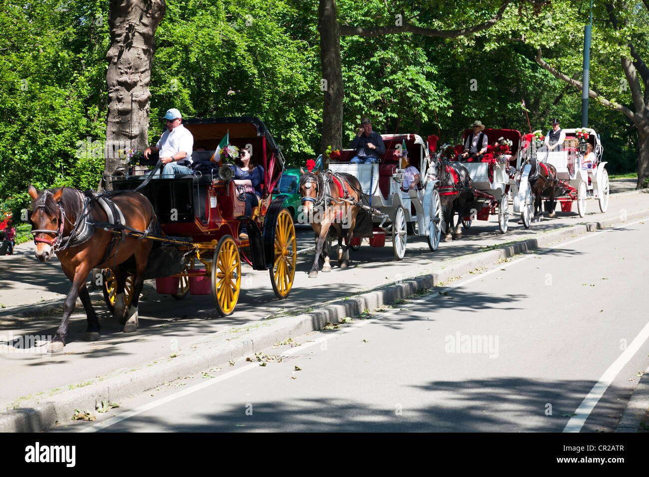 Central Park, New York City, Manhattan, NYC,  carriage rides by horse drawn carriage Stock Photo
