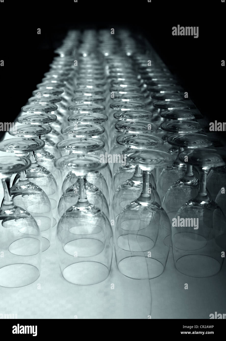 Wine glasses in lines Stock Photo Alamy