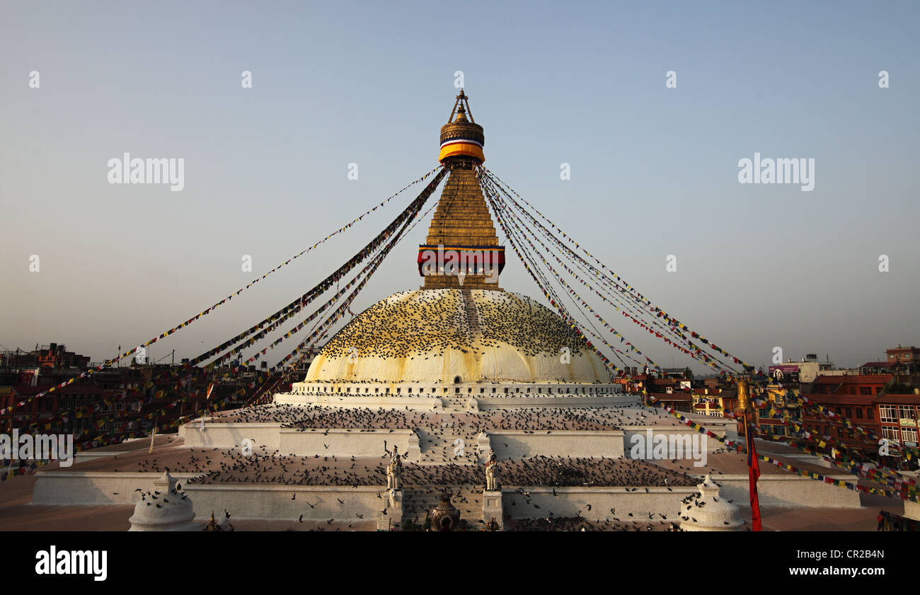 Buddhist stupa Boddhanath Nepal Stock Photo