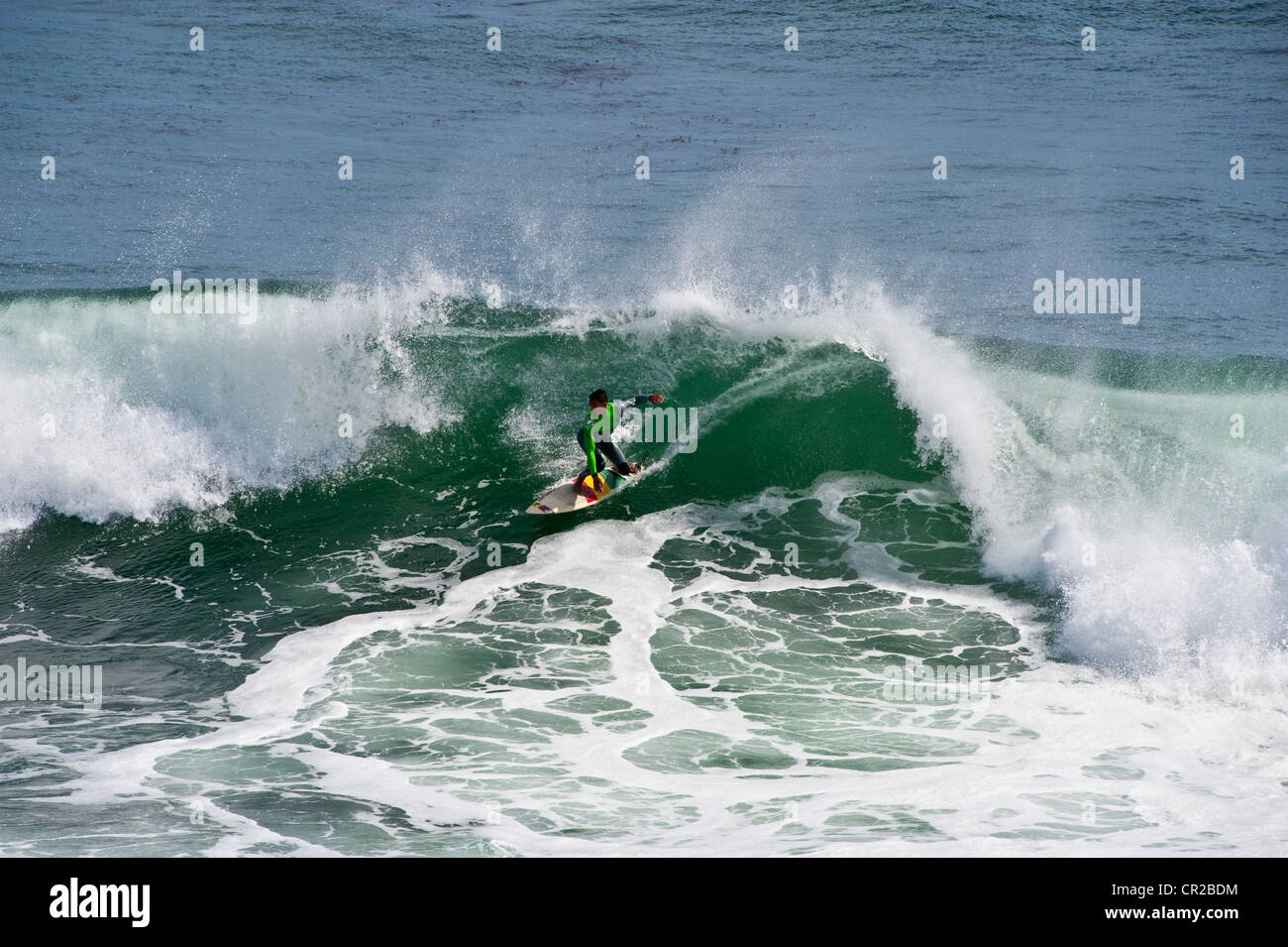 Surfers at Steamers Lane at Santa Cruz, California Stock Photo