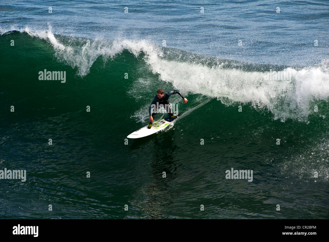 Surfers at Steamers Lane at Santa Cruz, California Stock Photo