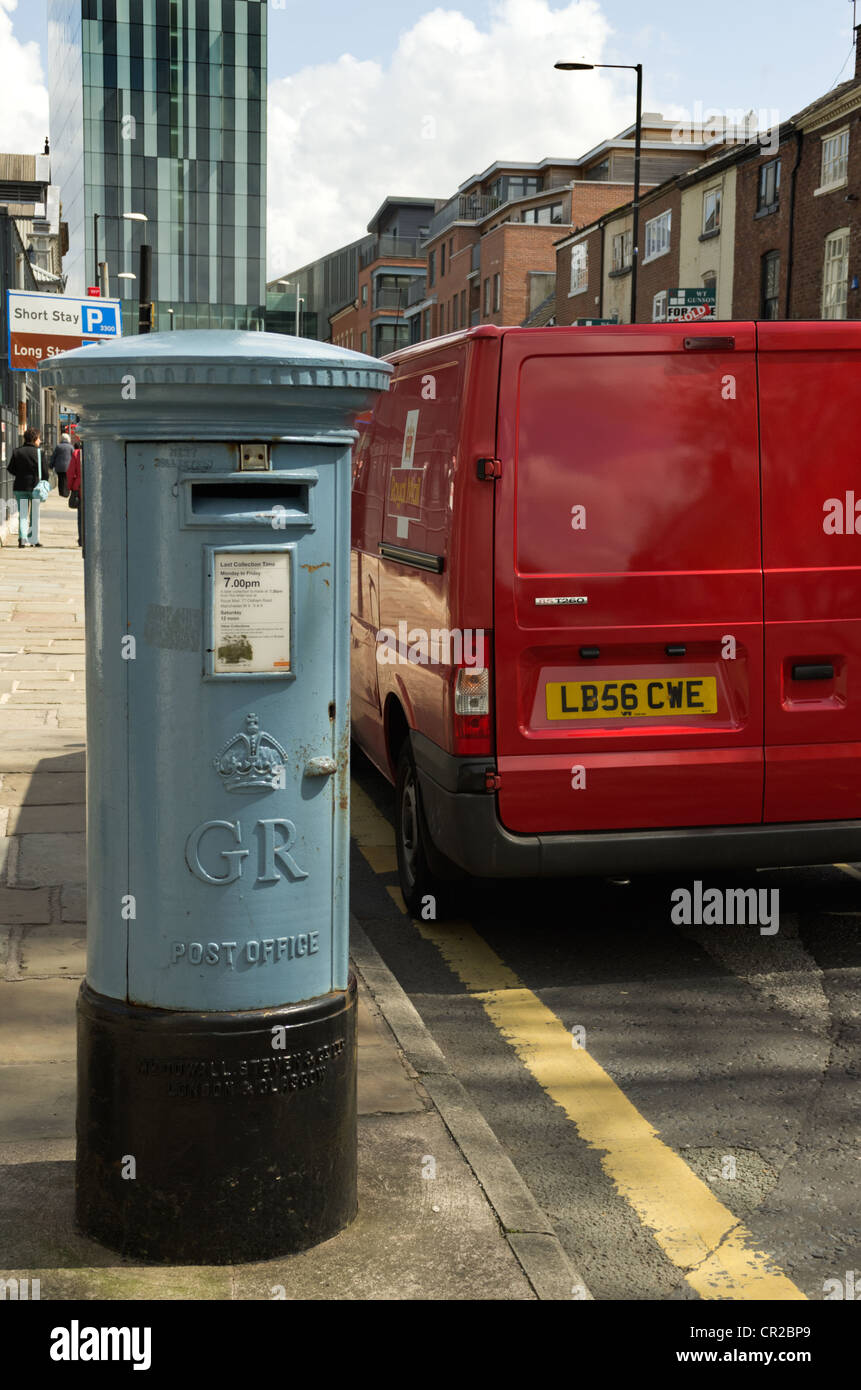Post box Liverpool Road Manchester in an unusual light blue grey colour