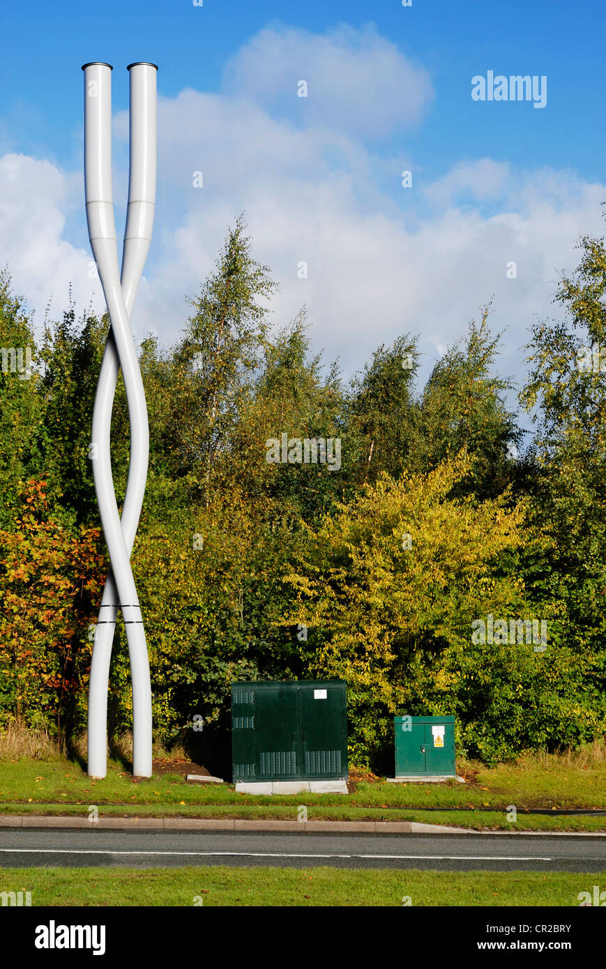 Mobile masts digitally manipulated to illustrate crossed lines Stock