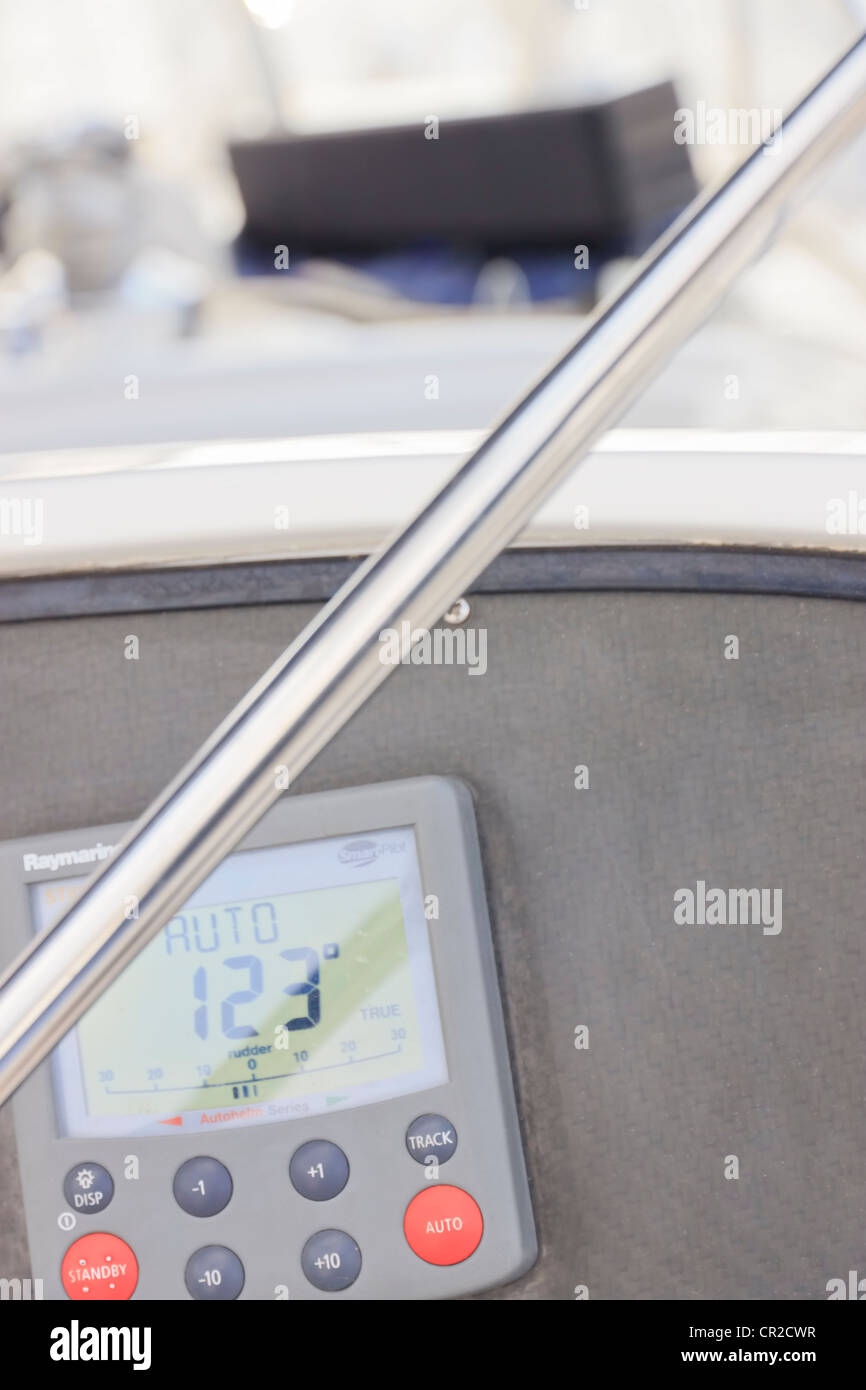 Yacht autopilot display Stock Photo Alamy