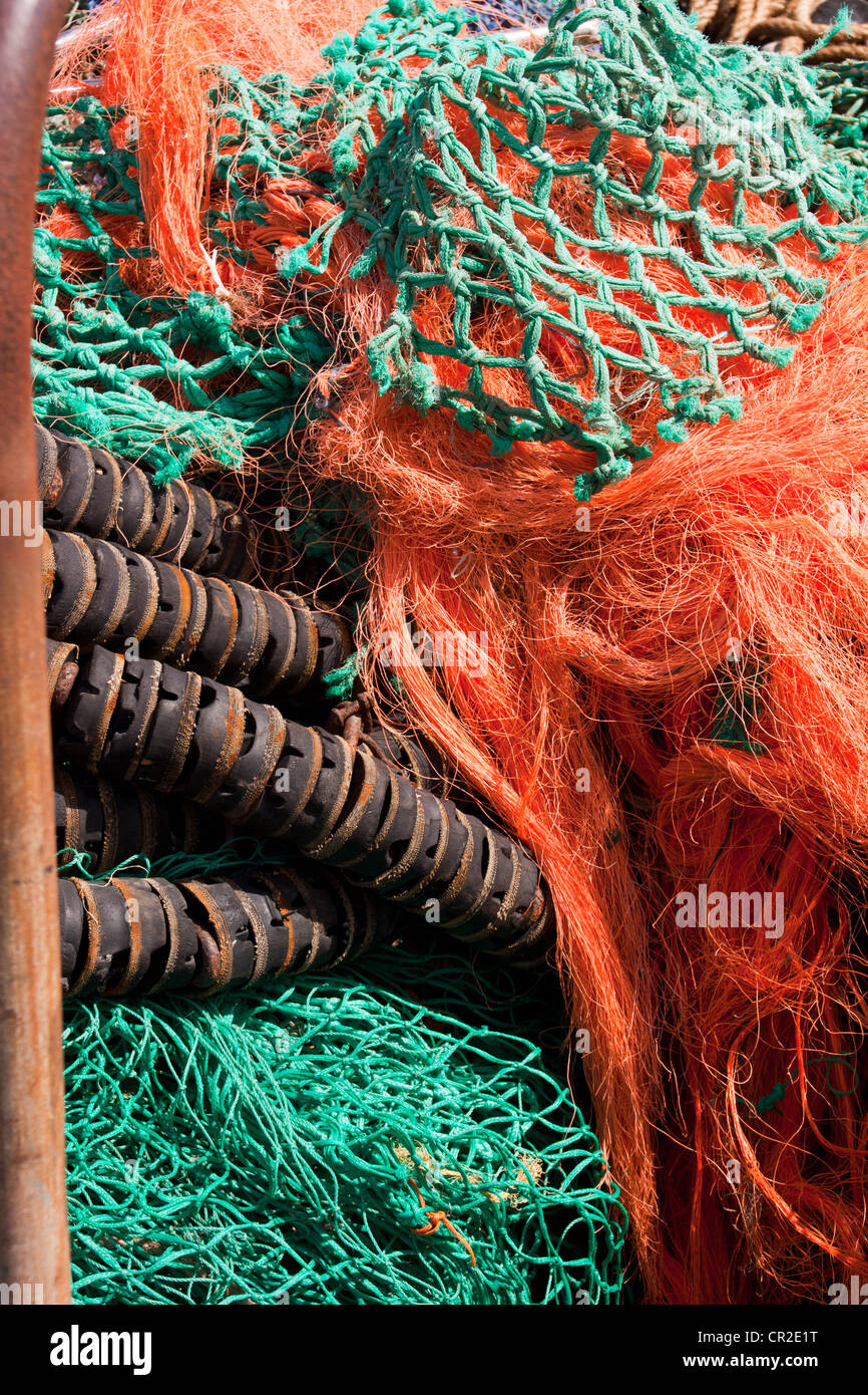 Crab pots, fishing nets, rusty chains and anchors storage area used by