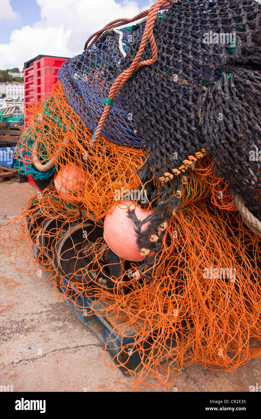 Crab pots, fishing nets, rusty chains and anchors storage area used by