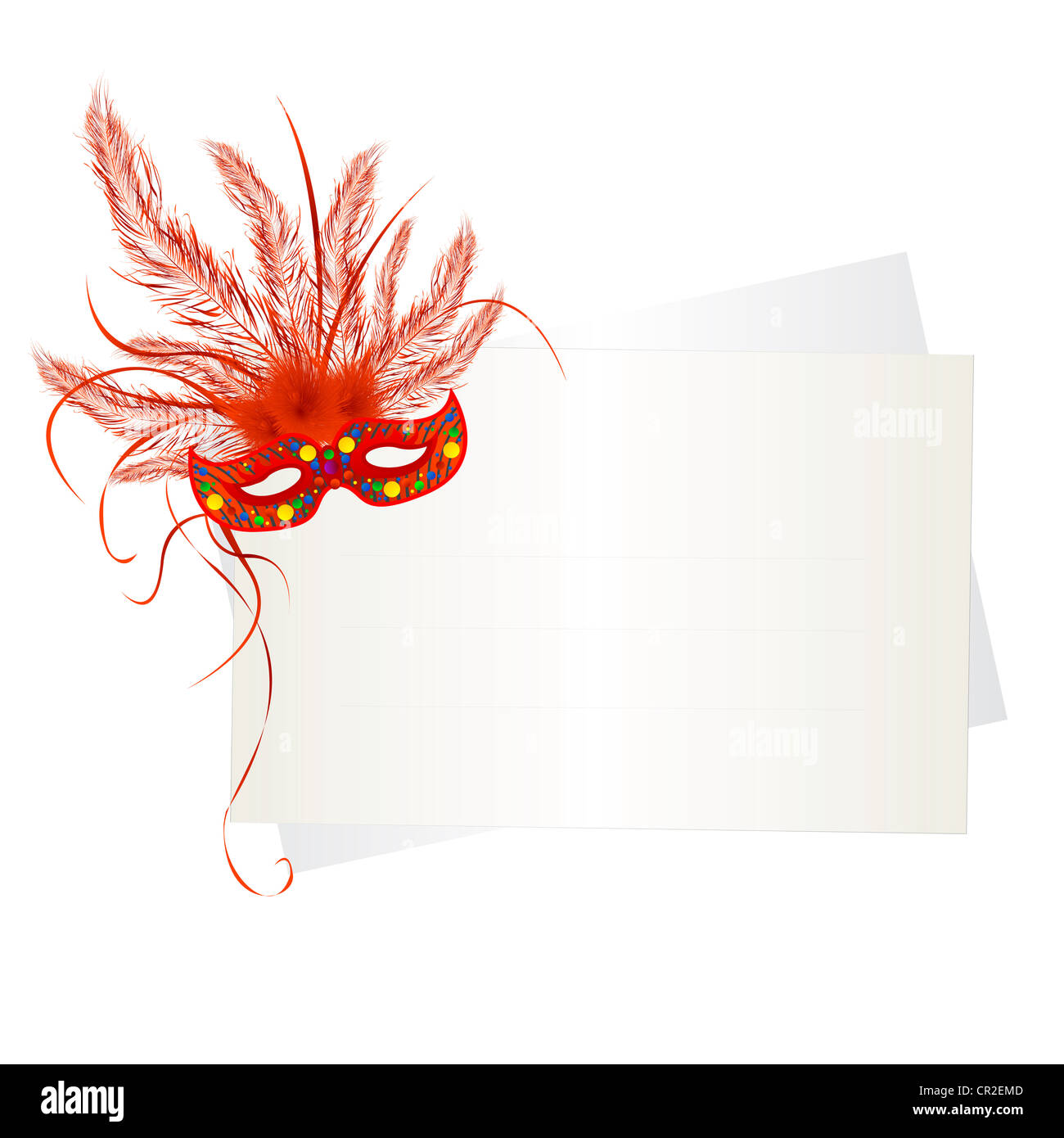 Mardi Gras mask and card on white background Stock Photo - Alamy