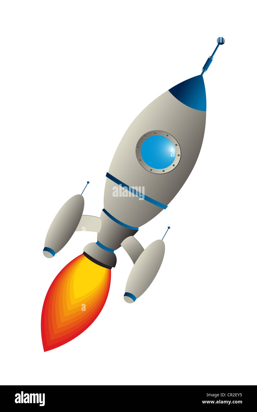 Clip art rocket against white background Stock Photo