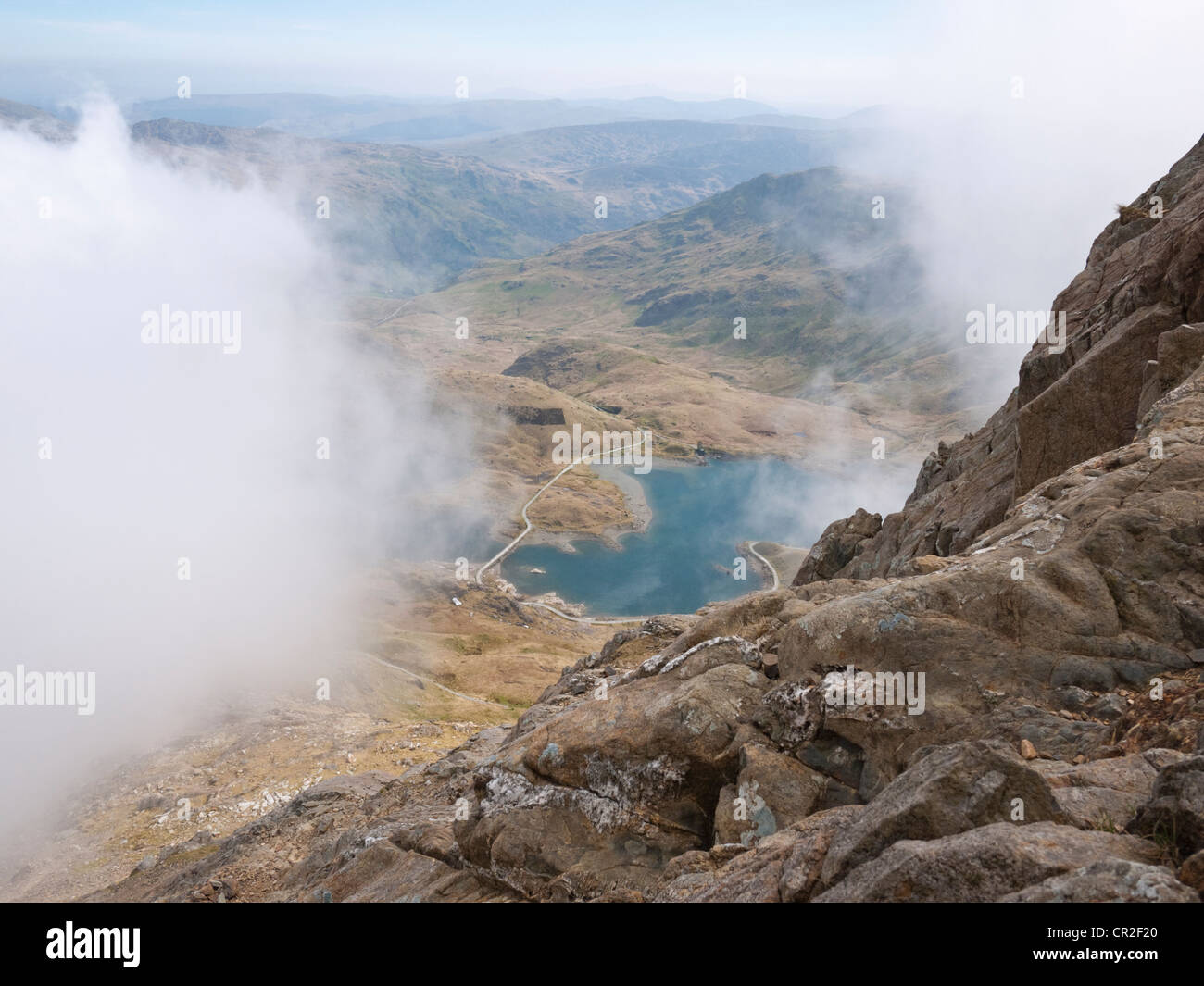 Llyn Llydaw Appears Through The Cloud On An Ascent Of Crib Goch