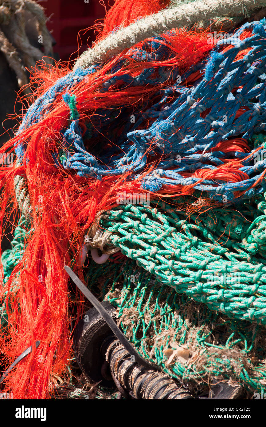 Crab pots, fishing nets, rusty chains and anchors storage area used by