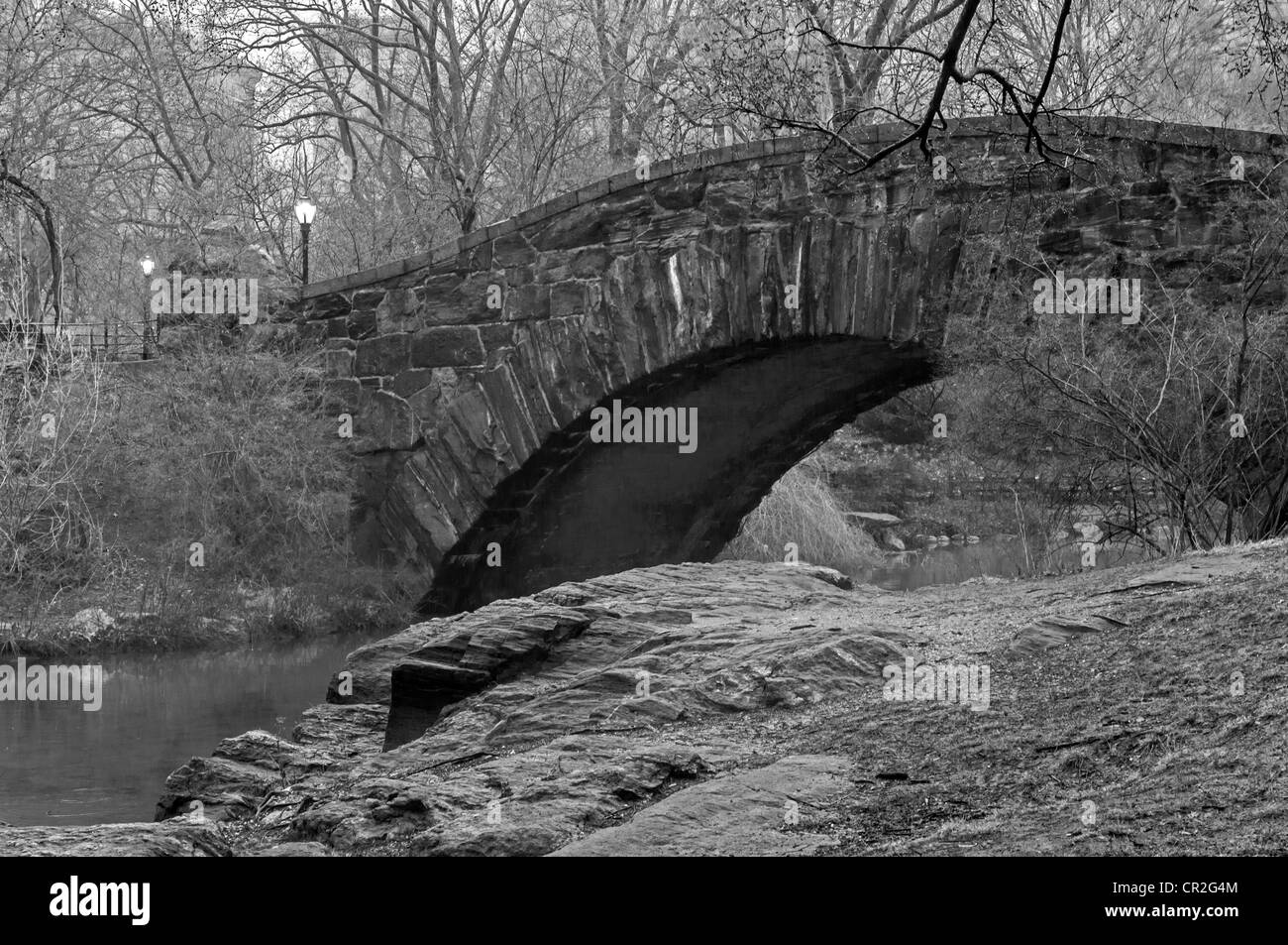 Central Park, New York City Gapstow bridge in early morning Stock Photo